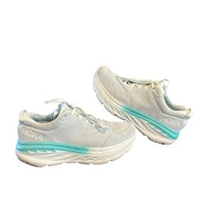 Hoka One One Men's Bondi L Suede Blue Glass Running Shoes 1122572-BGAT Size 12